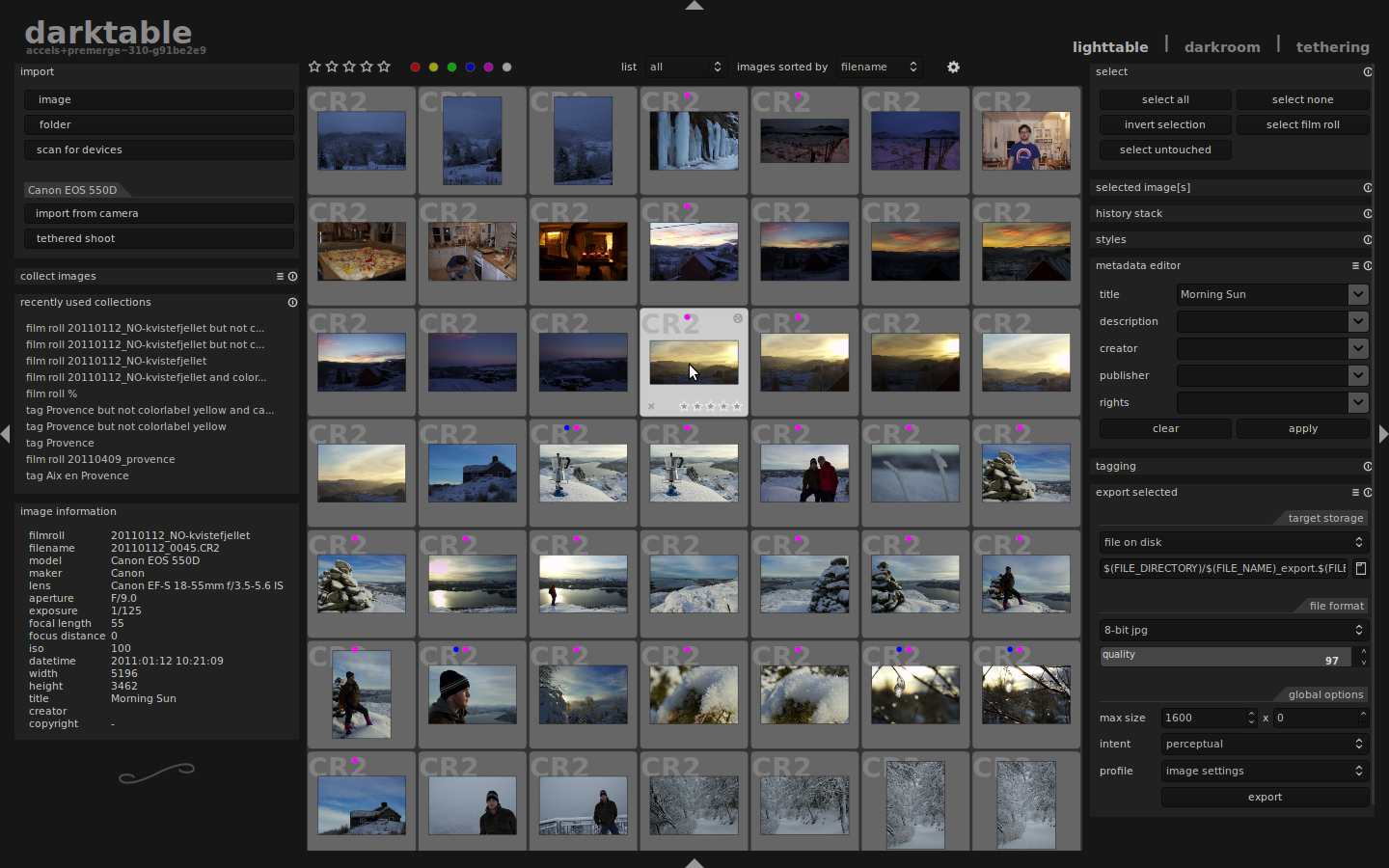 darktable screenshot